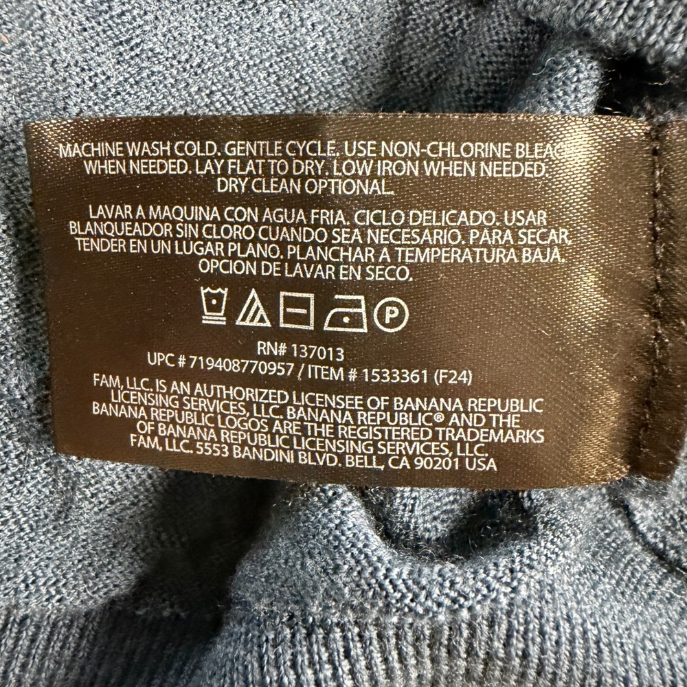 Banana Republic Crewneck Merino Wool Blue Sweater Size XL Quiet Luxury - Picture 7 of 10